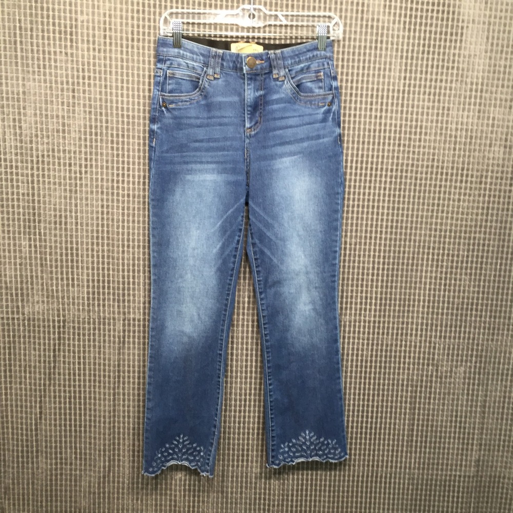 Democracy Womens Jeans Ab Technology Eyelet Scallop Hem 4 Blue Excellent